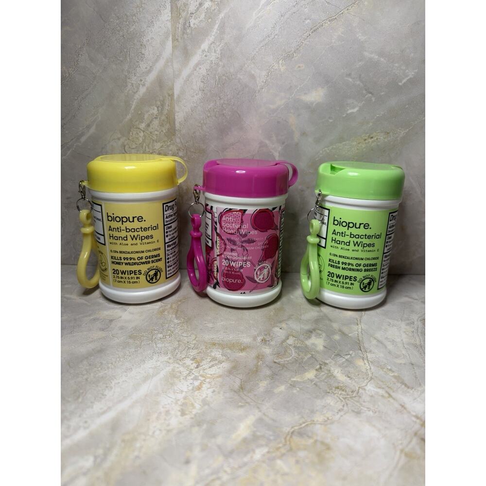 Biopure Antibacterial Hand Sanitizer 20 w/ Clip Holder Bundle of 3